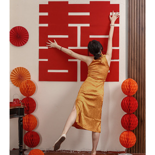 Three-Dimensional Non-Woven Fabric Oversized Happy Word Stickers Wedding Room Layout Door Stickers Window Grilles Stickers Happy Word Felt Wedding Decoration