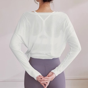 Split Long Sleeve Yoga Blouse Women's Lightweight Sports Top Loose Slimming Running Fitness Wear Breathable Spring and Autumn