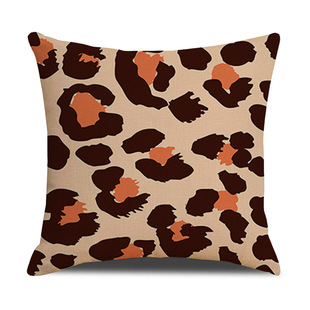 New Dotted Leopard Print Linen Pillow Case Home Sofa Pillow Cushion Cover Fashionable Simple Pillow Case Wholesale