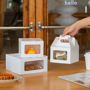 Ins Style Cake Dessert Packaging Box French Dessert with Refreshments Portable Box Bread Box 4/6 Inch Packing Box