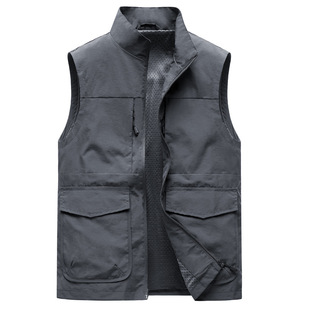Outdoor Work Vest Men's Loose Vest Spring Casual Multi-Pocket Photography Fishing Vest Men's Sleeveless Jacket