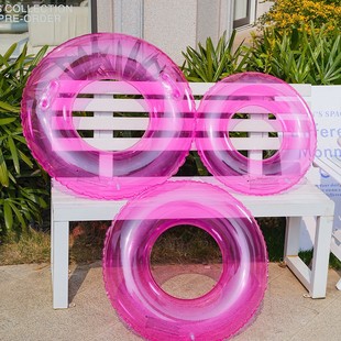Cross-border ins translucent solid color swimming ring with handle inflatable swimming ring net red adult men and women underarm ring PVC