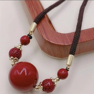 Cinnabar Transfer Bead Pendant Clavicle Chain Internet Celebrant Same-style Lady Pendant Purple Gold Sand Benmingnian Necklace Bracelet suit