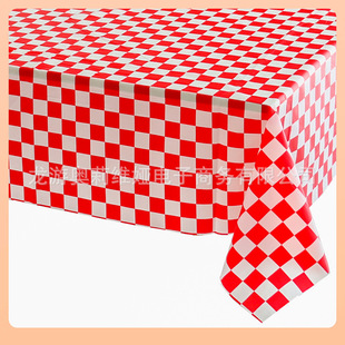 ✷ Cross-Border Disposable Thickeneded Party Theme Tablecloth F1 Racing Black and White Plaid Pe Rectangular Plastic Table