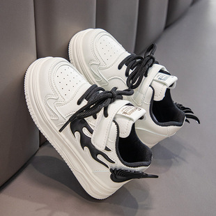 2025 spring and autumn new children's shoes wholesale boys leather velcro board shoes girls Korean student white shoes