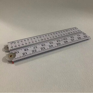 1 meter 4 fold Dutch feet metric inch double metric scale set red printing