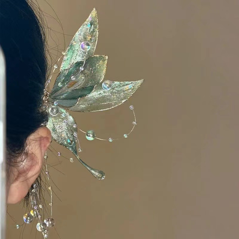 Ancient-Style Enamel Oil-Drip Flower Tassel Hairpin, Fashionable National Trend Pearl Hairpin, U-Shaped Hairpin, Ancient-Style Hairpin