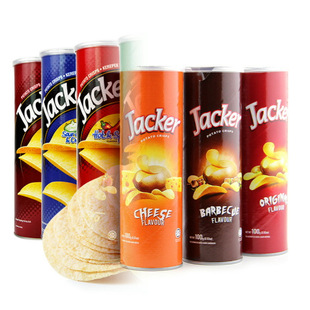 Malaysia imported snacks potato chips jacker Jack potato chips casual puffed snacks multi-flavor canned 100g