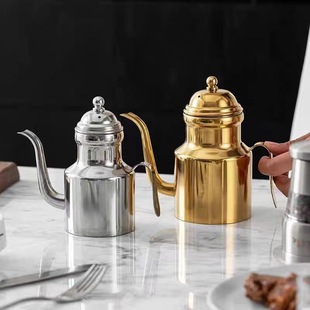 304 Stainless Steel Oil Pot Anshi Pot Long Mouth Multi-purpose Pot High Cover Oil Pot Leak-proof Household Edible Oil Pot Oil Vinegar Bottle