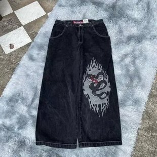 Cross Border E-Commerce Street Jeans Hip Hop Poker Graphic Printed Loose Jeans Y2K Wide Leg Pants