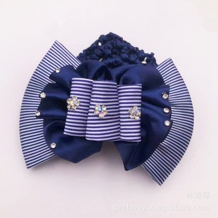 Diamond-encrusted professional head flower Korean style hair bow headwear net Flower Bank hotel waiter hair net pocket hair clip