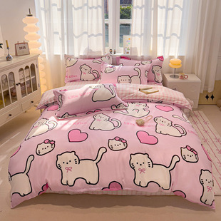 Factory live wholesale new pastoral bed four-piece sanding padded quilt cover sheets three-piece home textile