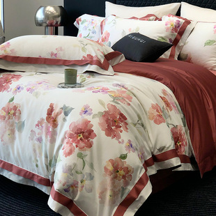 High-end Digital Printing 120S Long-staple Cotton Four-piece Set Cotton Cotton Quilt Cover Bed Sheet Bedclothes Nantong Bedclothes