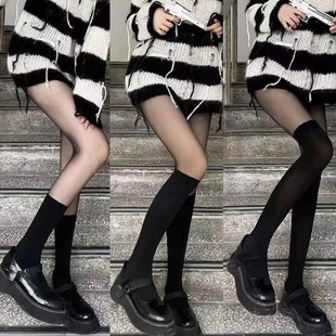 Stitching Black Silk Stockings Women's Spring and Autumn JK Fake Leg Pantyhose Black Silk Fake Thigh Black Silk Fake Knee Pantyhose