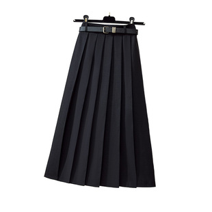 Spring and Summer 2025 New High-end Grey Suit Pleated Skirt Women's High Waist Slimming Skirt Draped A- line Long Skirt