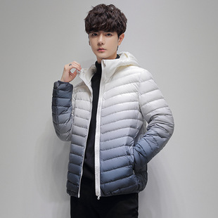 2023 Winter gradient hooded down jacket Korean style loose lightweight fashion down jacket men's warm cold-proof coat fashion