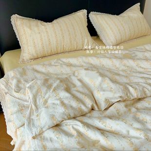 Ins Korean Cotton Class A Aerobic Double Yarn Four-piece Set Student Dormitory Bed Sheet Three-piece Set Bedding Wholesale