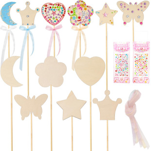 Factory direct supply wooden magic wand diy fairy wand crown love a variety of DIY wooden white blank handmade materials
