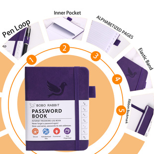 New cross-border Amazon English phone password memo book B6 strap notebook in stock wholesale