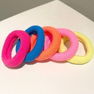 South Korea Dongdaemun new fluorescent color seamless towel ring head rope high ponytail hair band high elastic hair Ring women