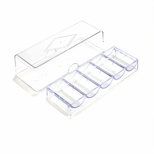 Factory direct supply large quantity discount 5 transparent chip rack storage box tray can hold 40x 3.3mm chips 100 pieces