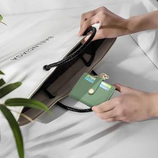 in stock Amazon Hot Selling Women's Ultra-thin Wallet Bi-fold PU Leather Card Holder with Keychain Zipper ID Bag