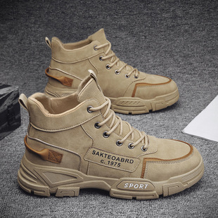 Autumn and spring men's shoes high-top Martin boots rhubarb overalls boots snow boots mid-top cotton-padded shoes trendy shoes men's boots British style