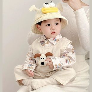 2025 new baby clothes spring and autumn suspenders suit one-year-old male baby small month-old foreign-style split spring clothes