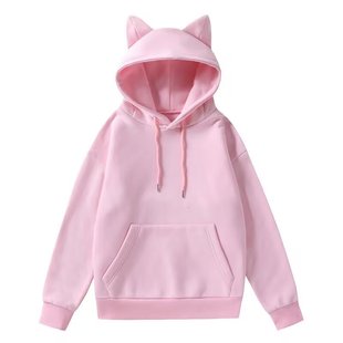 Personalized Cat Ears Hooded Top Fleece Sweater Men's and Women's Long-Sleeved T-Shirt Street Hip-Hop Autumn Cute Hoodie