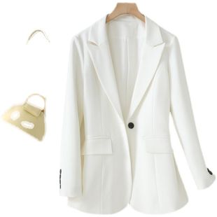 2023 New White Suit Women's Slim Look Small Suit Fashion Suit Long Sleeve Professional Spring and Autumn Jacket Casual Top