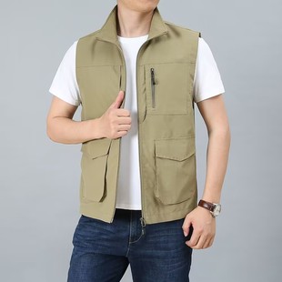 2006 Winter Fleece-lined Double-sided Wearing Multi-pocket Vest Men's Dad Warm Large Size Vest Outdoor Fishing Waistcoat