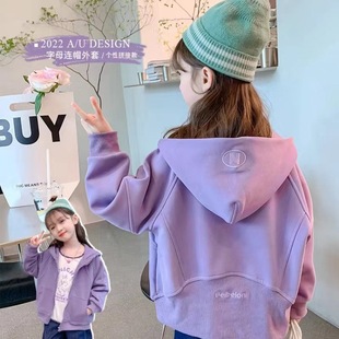 Girls' Spring and Autumn Coat New Baby's Sweatshirt Children's Zipper Women's Big Children's Western Style Spring and Autumn Hooded Top Trendy