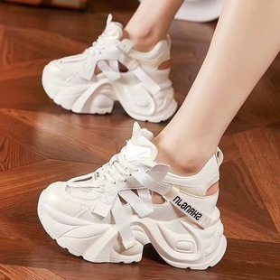 Inner Heightened Torre Shoes Women's 2025 New Summer Hollow-out Hole Shoes Thick-soled Women's Shoes Fashionable All-match Casual Sandals