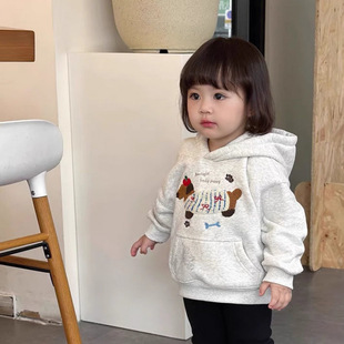 Детский сад для девочек 0-6 лет мультфильм милый с капюшоном пуловер свитер для детей осенью и зимой