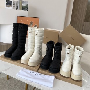 Gao ding inuik * I down snow boots 2024 autumn and winter new muffin thick bottom drawstring fleece-lined warm boots
