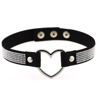 Niche Design Leather Choker Collar Women's Ring Black Leather Chain Punk Harajuku Gothic Style Collar