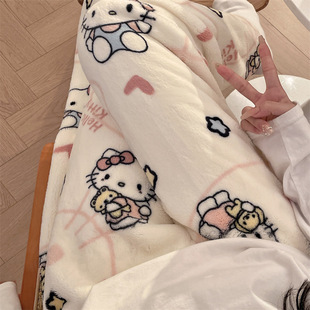 Cross-border Cartoon KT Cat Flannel Pajama Pants Women's Autumn and Winter New Thickened fleece-lined Warm Casual Home Pants