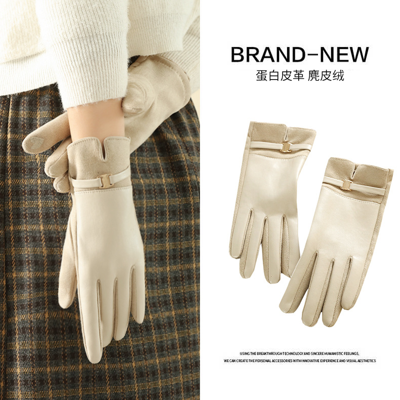 Cross-Border Suede Gloves for Women in Winter, Warm and Cold-Proof Plus Velvet Gloves with Touch Screen, Riding and Driving, Outdoor Spot Wholesale