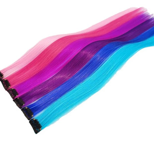 Short hair pink highlighting wig hanging ear hair coloring color wig strip one-piece invisible seamless hair patch