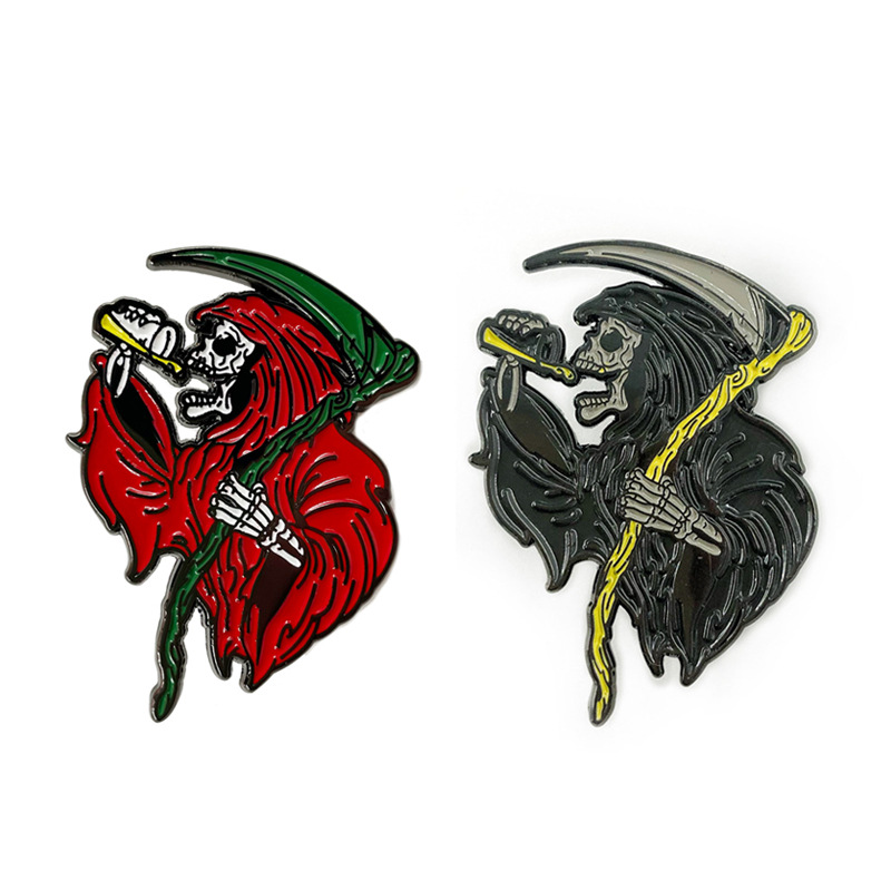 Sickle Death Brooch Halloween Skull Metal Badge Creative Punk Schoolbag Decorative Collar Accessories Pin