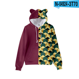 2021 Cross-border Hot Cartoon Blade Cat Ears Children's Hooded Sweater cosplay Clothes