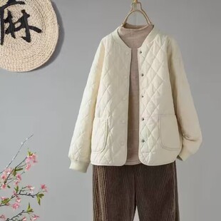 Zimo Qinghe ~ Japanese Lingge Cotton-padded Baseball Suit Jacket Women's Autumn and Winter Thickened Warm Cotton-padded Cardigan Sweater