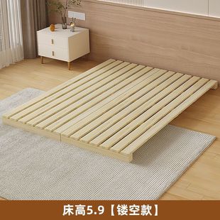 Solid Wood Bed Japanese Tatami Bed Floor-Standing Rental Room Children's Folding Bed Double Frame Bedroom Wooden Bed Frame