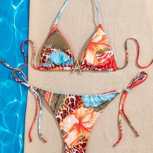 2025 новый bikini трансграничный европейская и американская внешняя торговля взрывной принт на шнуровке сексуальная морская звезда сплит купальник