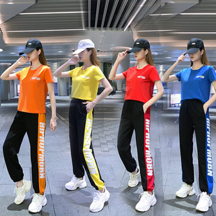 Одежда для квадратных танцев Летняя Новинка с короткими рукавами Shuffle Хип-хоп Танцевальная одежда Спортивный костюм Одежда для фитнеса Танцевальная одежда для женщин
