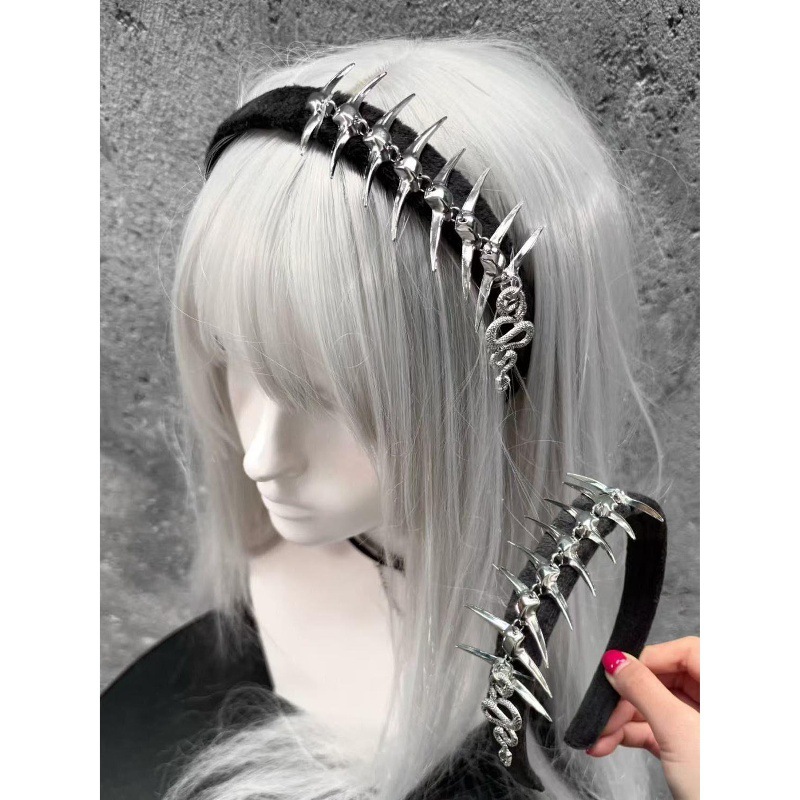 Cyberpunk Metal Snake Bone Subculture Y2K Headwear Dark Gothic Niche Hot Girl Hair Accessories Headband