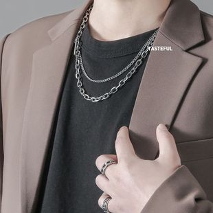 Necklace Men's Trendy Clavicle Chain 2021 New Style Women's Ins Cold Style Hip Hop Light Luxury Niche Design Neck Chain Ping Run