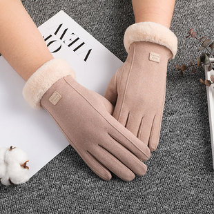 Winter gloves women's fleece-lined warm anti-splashing touch screen outdoor riding tram sports non-slip gloves men's wholesale