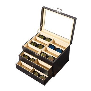Glasses storage box wholesale 12 24 double sunglasses display box wooden multi-grid sunglasses finishing drawer box