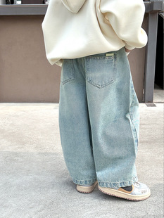 Boys' Pants Children's Spring Jeans Baby's Casual Trousers 2025 Spring and Autumn New Arrival Boys' Western Style Straight Leg Pants